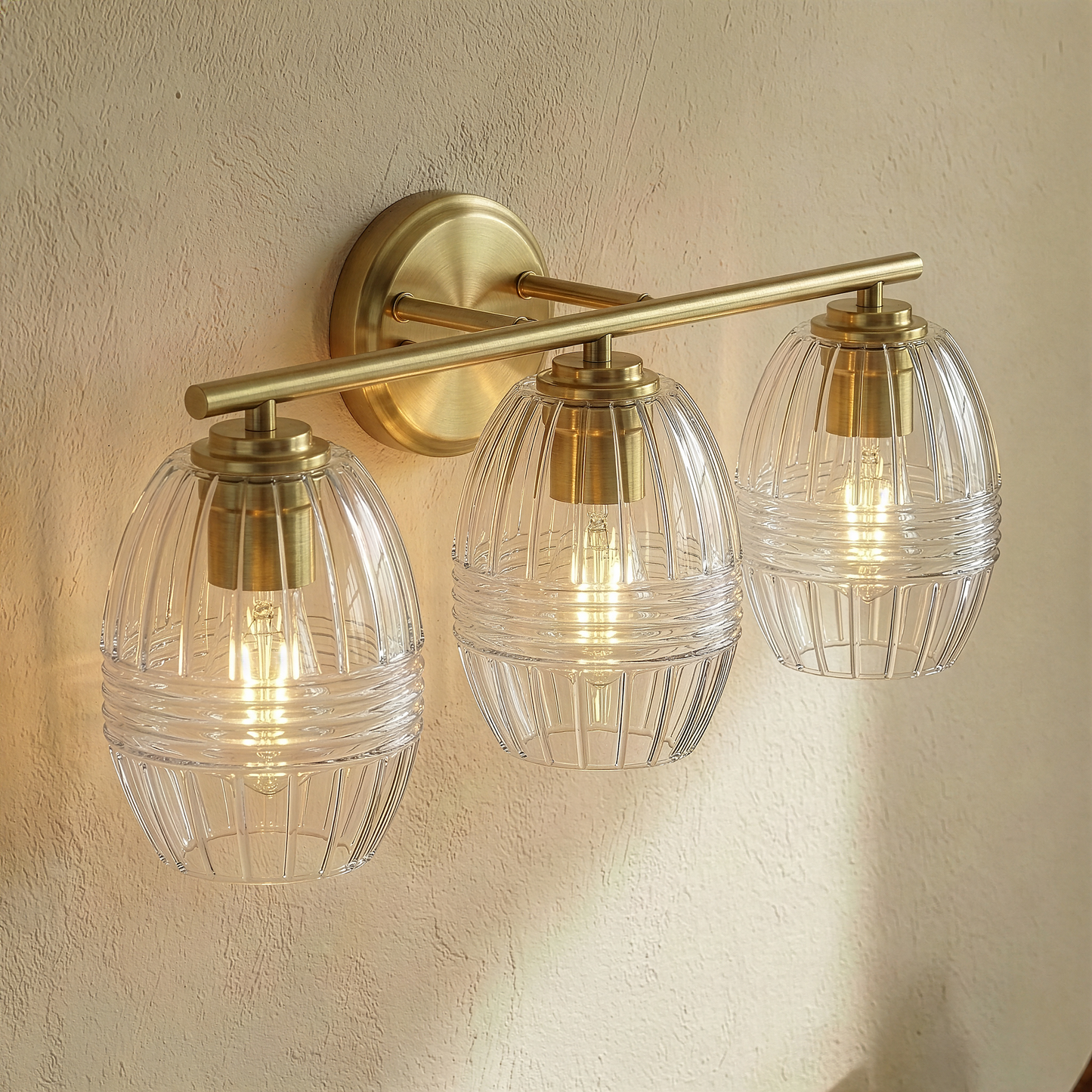 Luster Three Lights Vanity With Clear Glass For Bathrooms Above