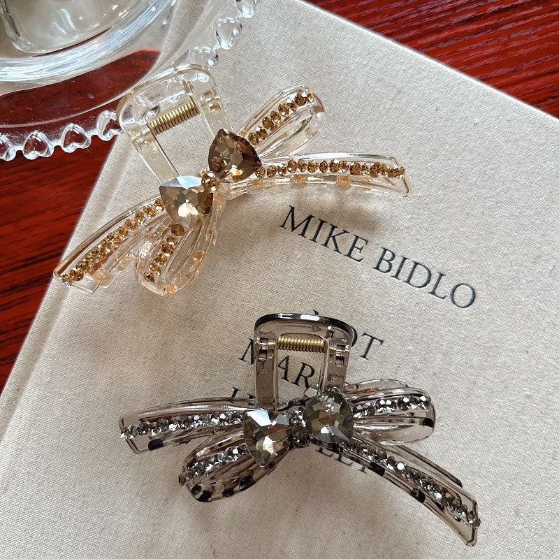 Acrylic Crystal Bow Hair Clip for Women