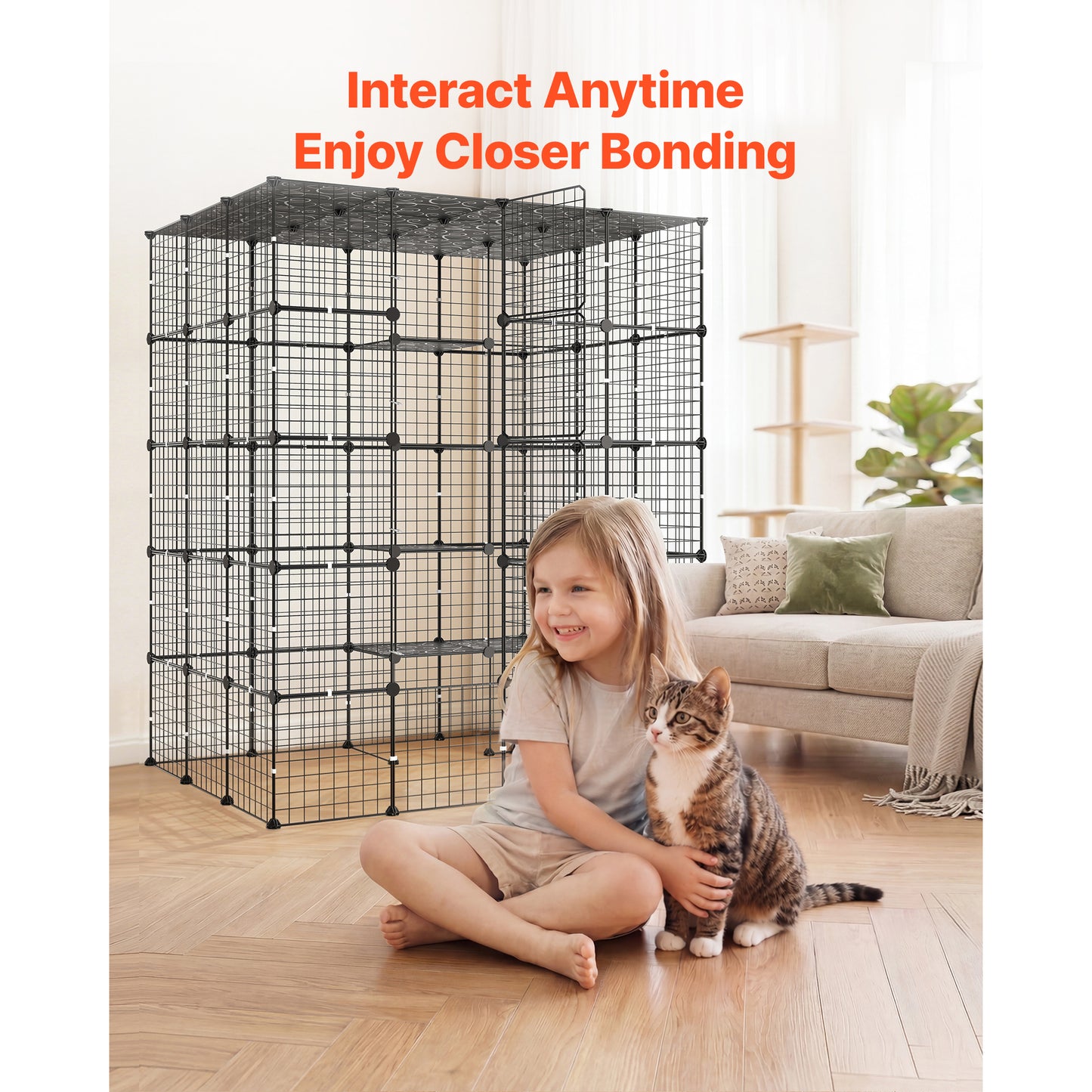 Large 5-Tier Cat Playpen with 5 Doors Indoor Enclosure - Black, 55x41x69 Inches