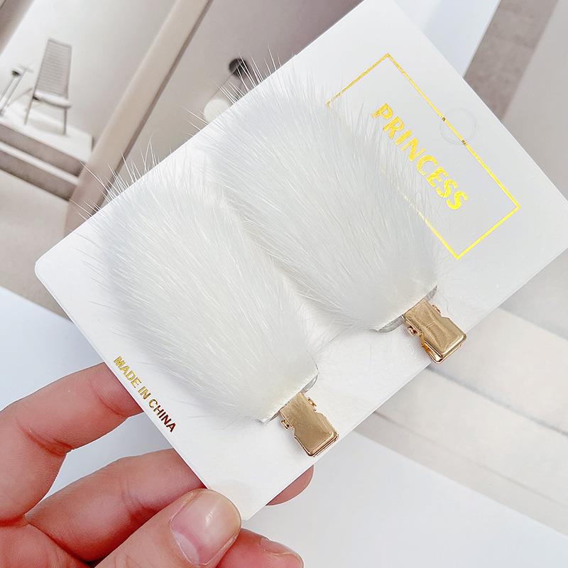 Women's Mink Hair Seamless Plush Hairpin - Retro Japanese Korean Style
