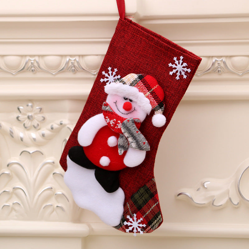 Medium Linen Christmas Gift Bag for Decorations - 23x16cm