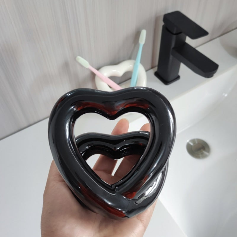 Ceramic Toothbrush Holder Couple Bathroom Storage Rack - Multiple Colors