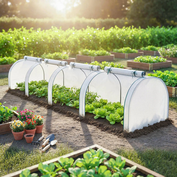 Garden Bed with Mini Greenhouse - Roll-Up Zipper Doors, UV Protection