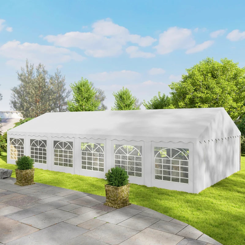 12-Window Outdoor Party Tent with Removable Sidewalls - White
