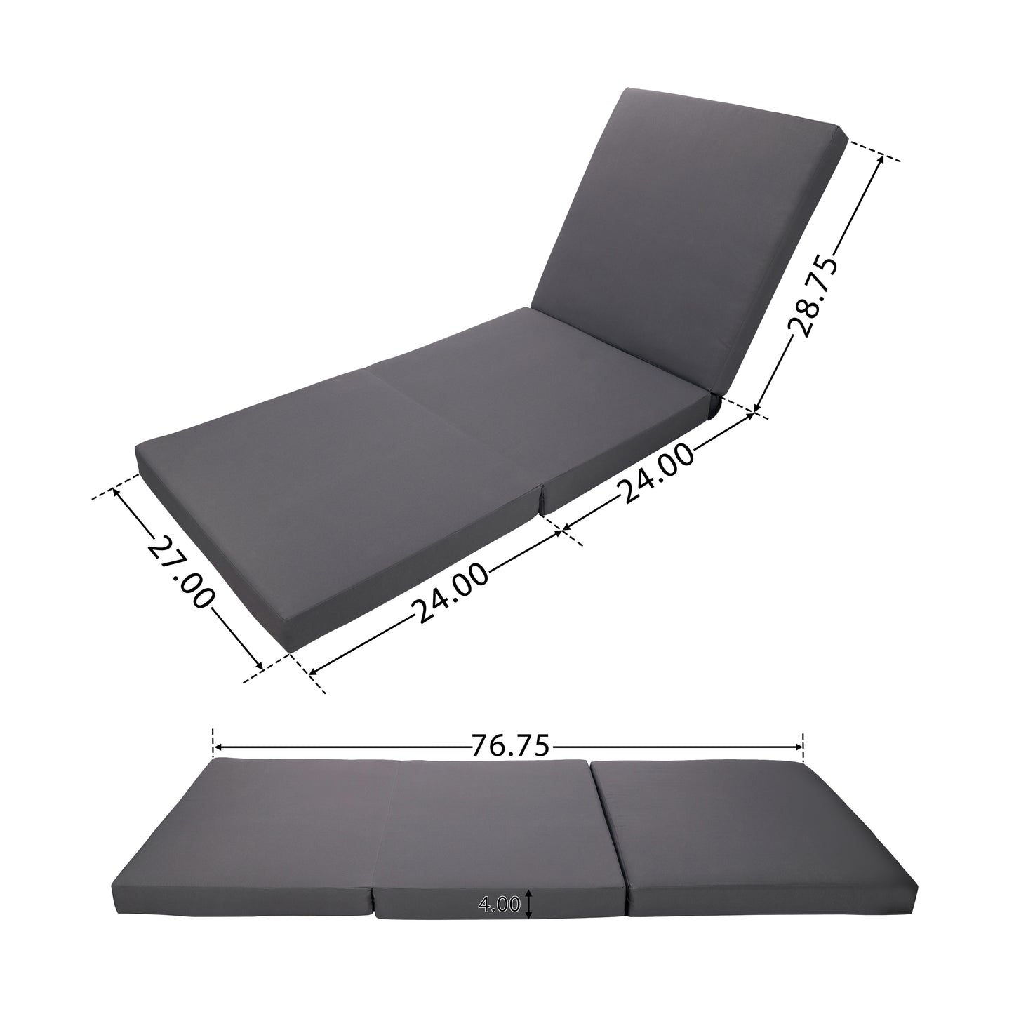 Outdoor Chaise Lounge - Dark Grey Acacia Wood with Cushion