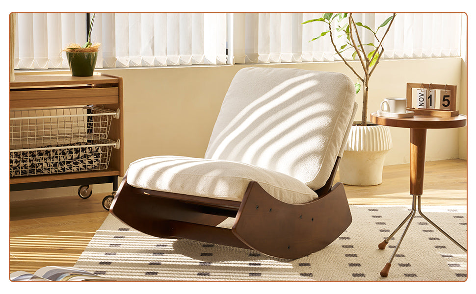 Comfortable White Glider Rocking Chair - Solid Wood Frame