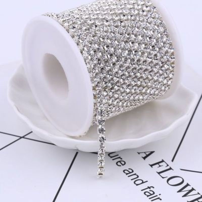 Rhinestone Chain for Jewelry Making and Craft Decor - Silver & Platinum Variants