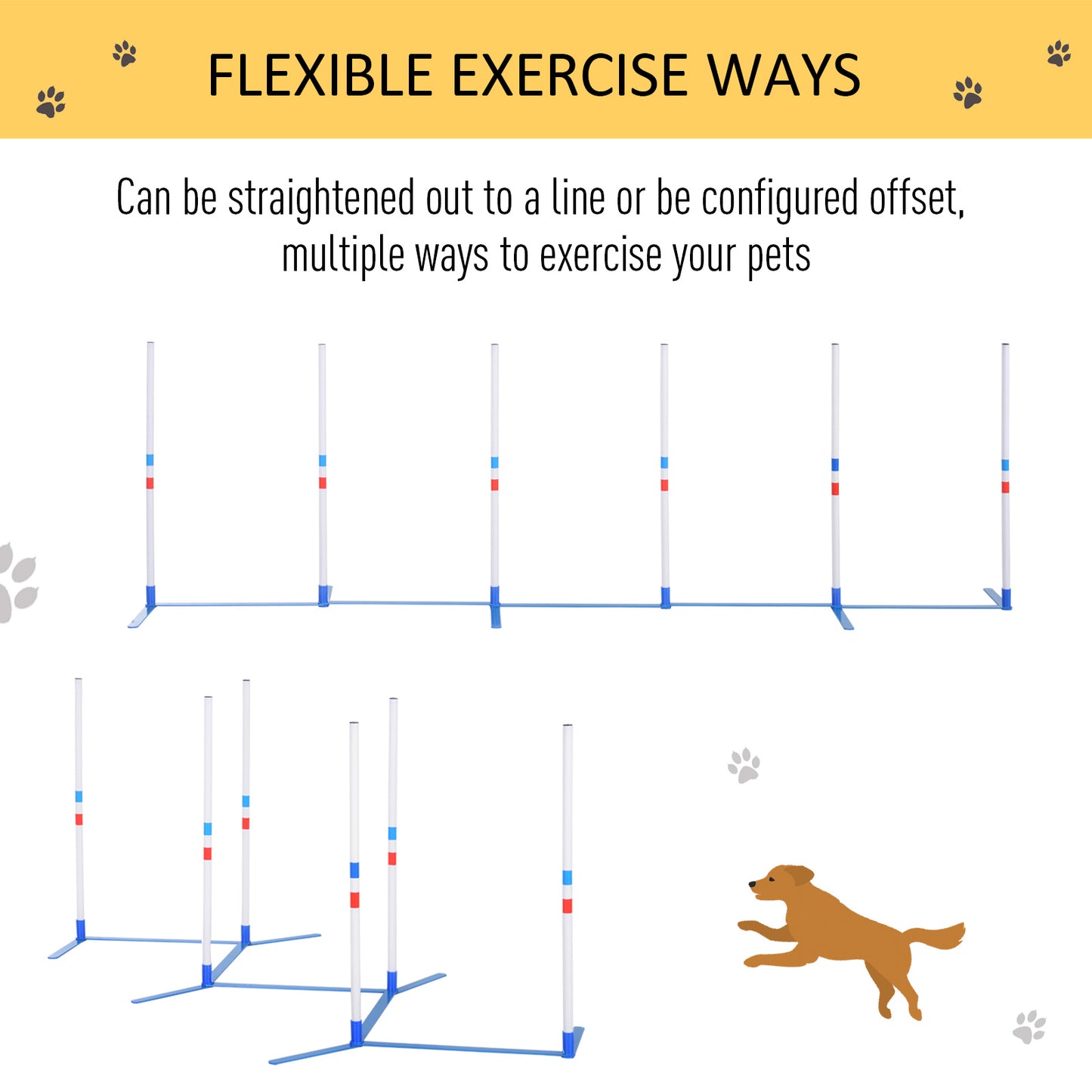 Dog Agility Weave Pole Set for Training & Exercise - Outdoor Pet Kit