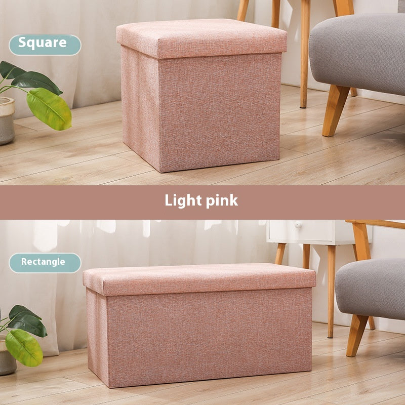 Foldable Shoe Storage Bench with Cotton Linen Upholstery - Multi-Color