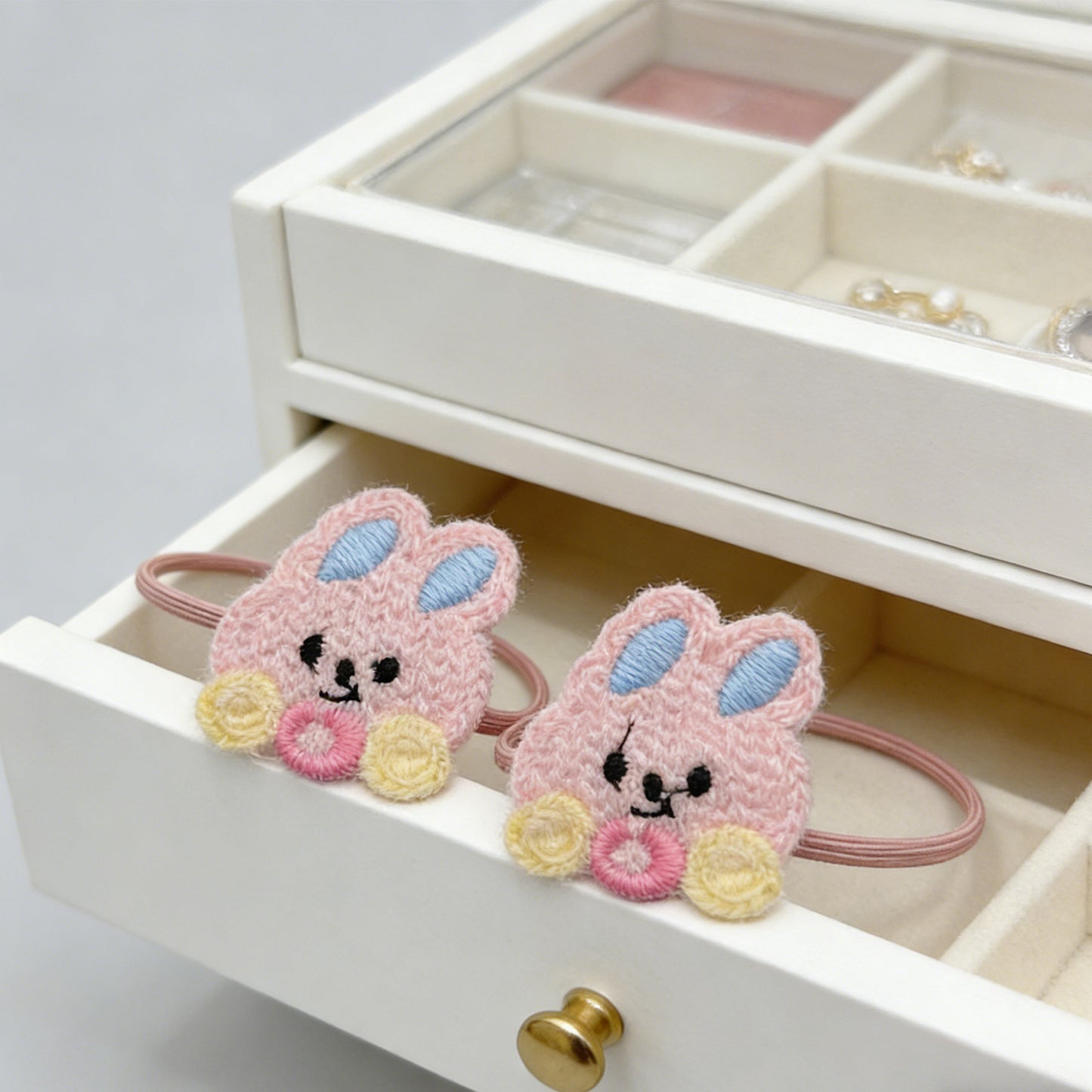 Cute Knit Bunny Hair Tie - Soft Plush Hair Accessory