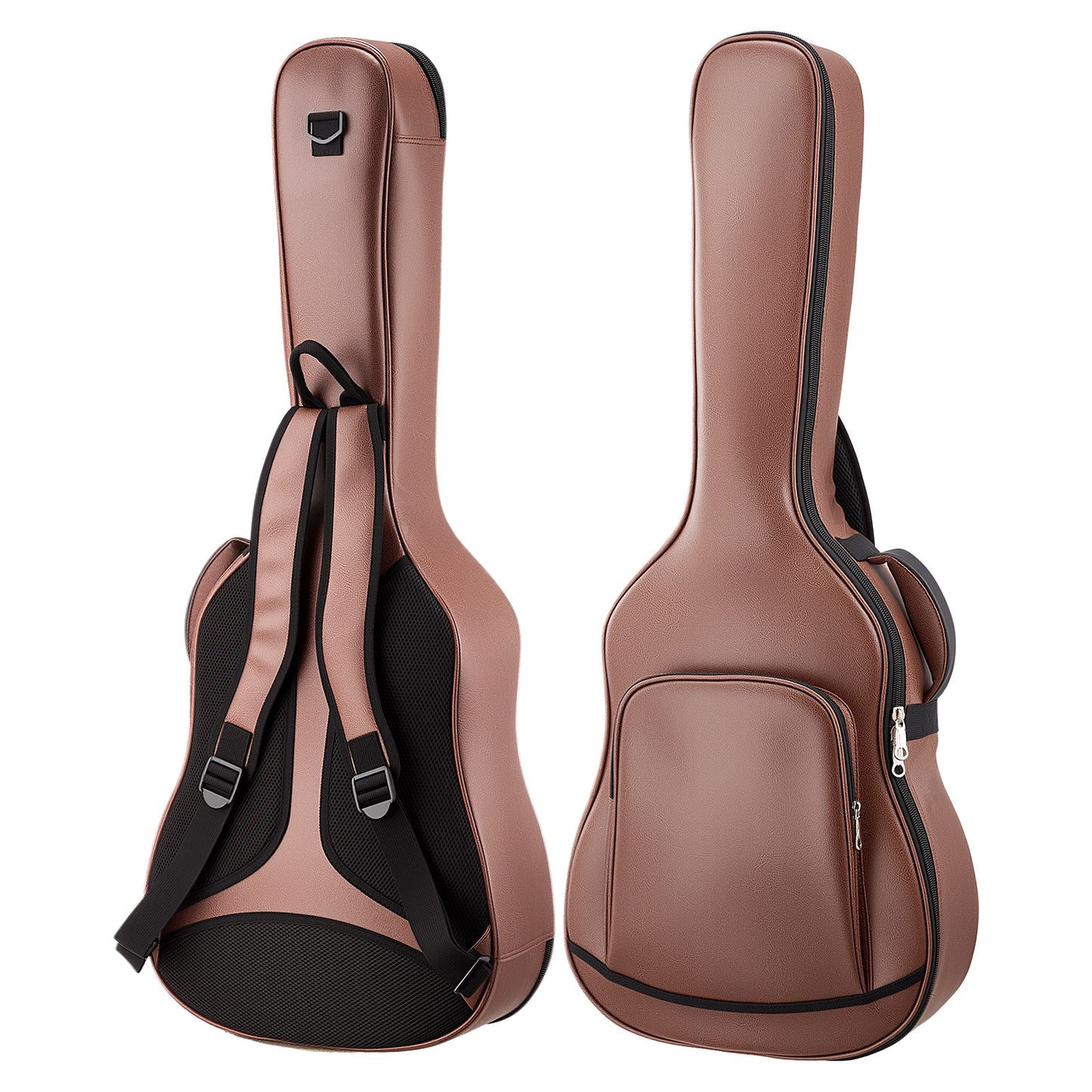 47.1 Inch Hard Guitar Case for Acoustic Guitars - Brown Travel Protective Bag with Accessories