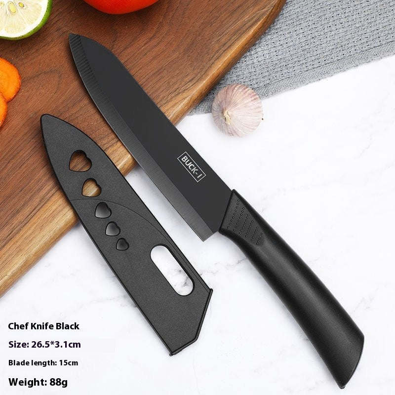 Kitchen Knife Set with Cutting Board - Black Steel Chef & Utility Knives
