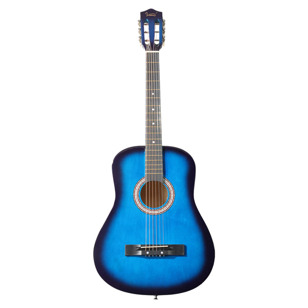 Blue 38-Inch Acoustic Guitar Set with Picks, Strings, Case & Tuner