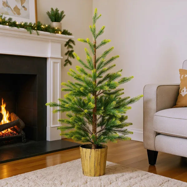 Potted 4FT Dual Tone Artificial Christmas Trees - 2 Pack