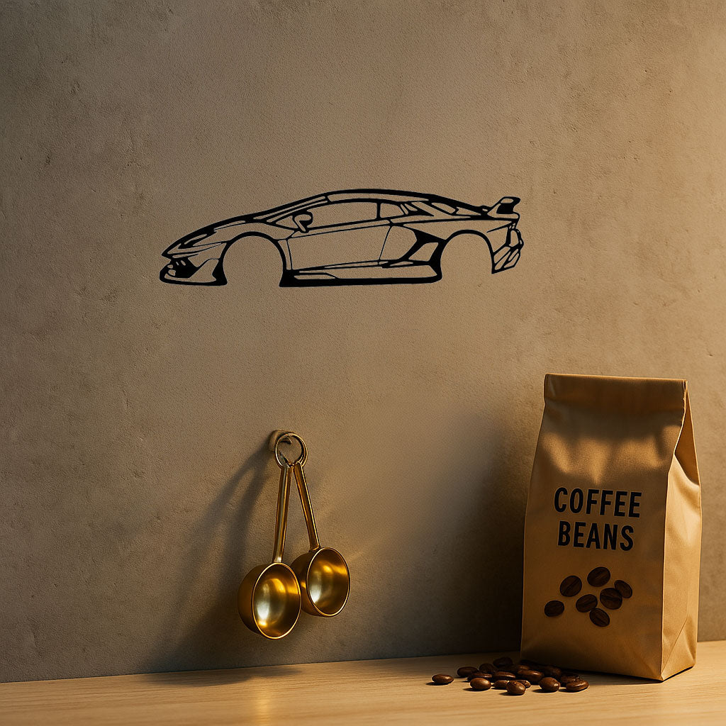 Laser-Cut Metal Wall Art - Sleek Sports Car Silhouette Decoration