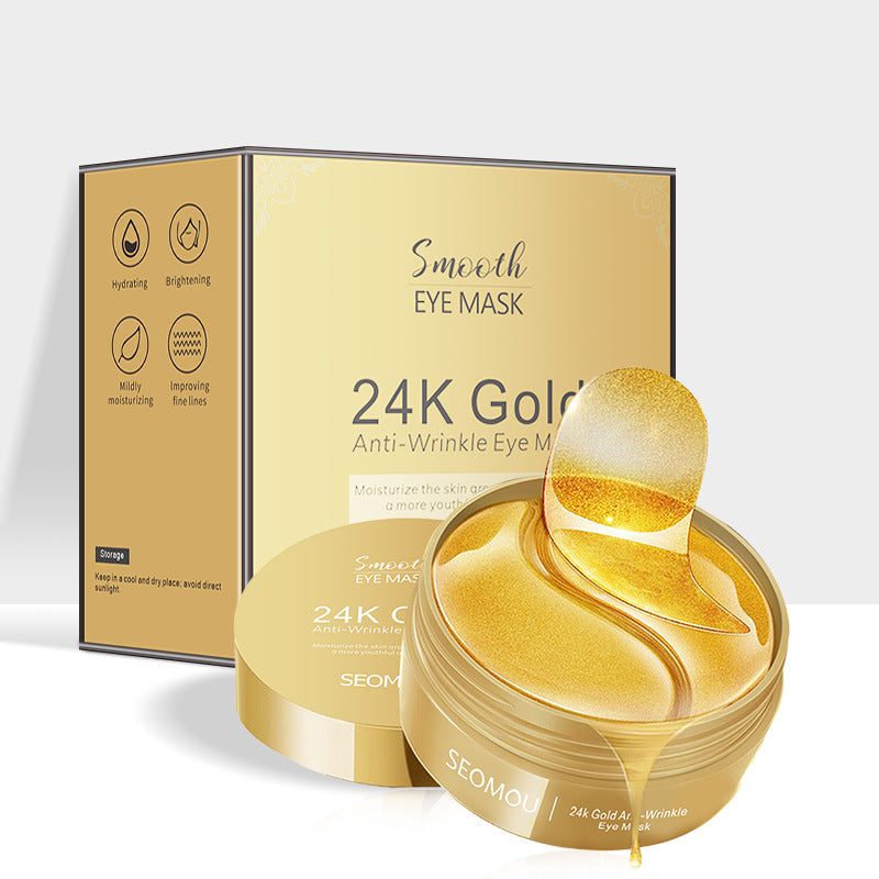 24K Gold Anti-Wrinkle Eye Mask Set - Hydrating 1.4g, 60 Pieces