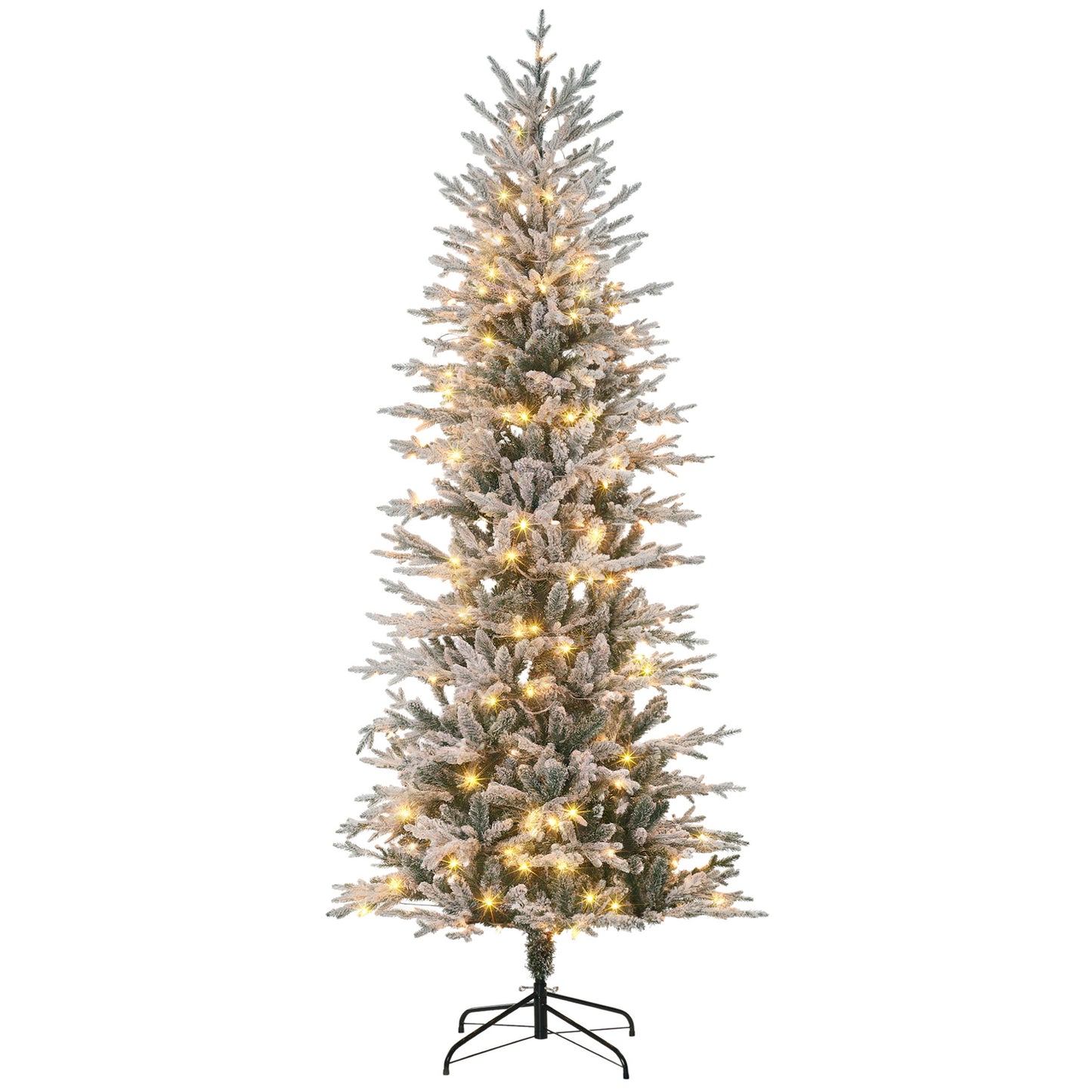 7.5ft Pre-Lit Artificial Flocked Christmas Tree with Warm Lights