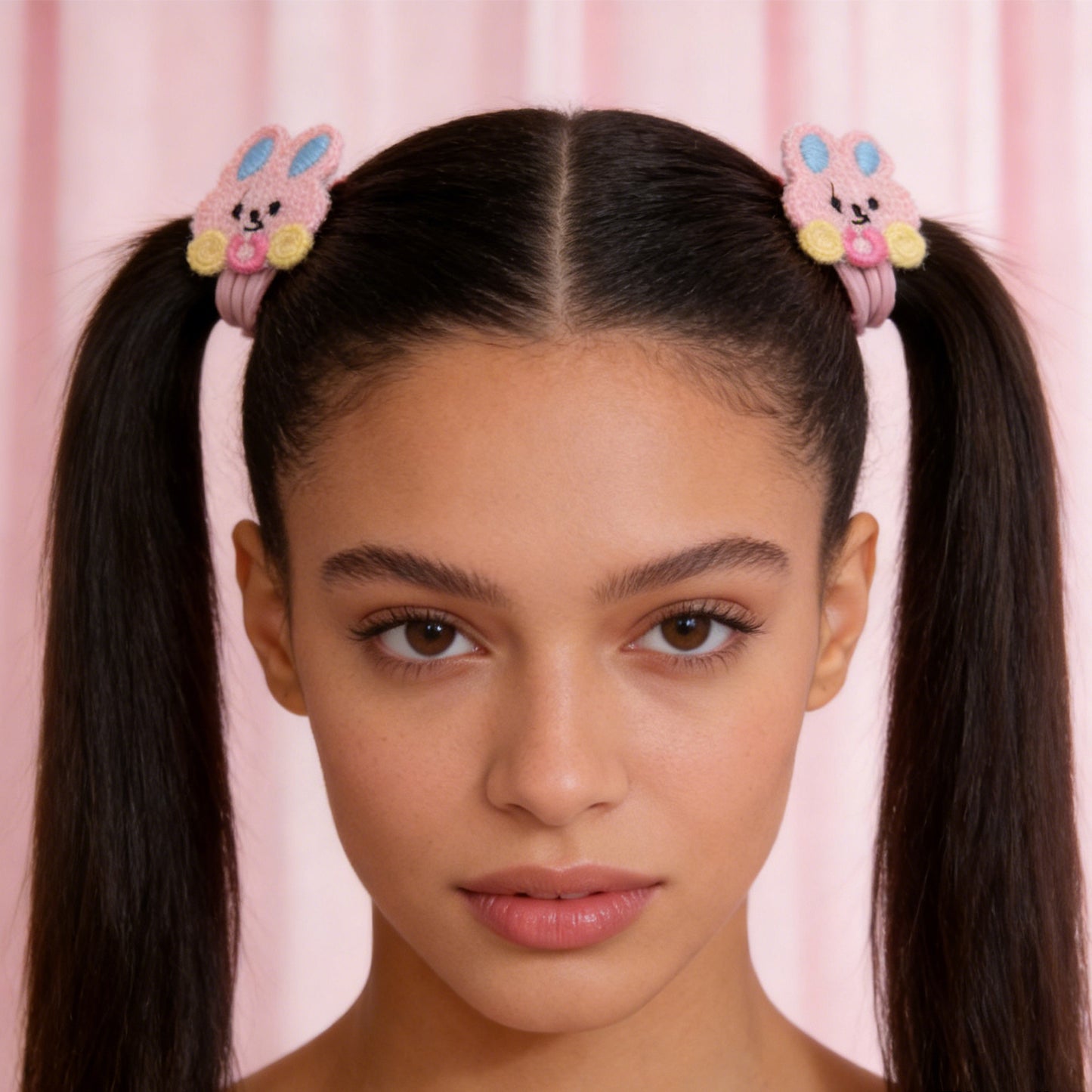 Cute Knit Bunny Hair Tie - Soft Plush Hair Accessory