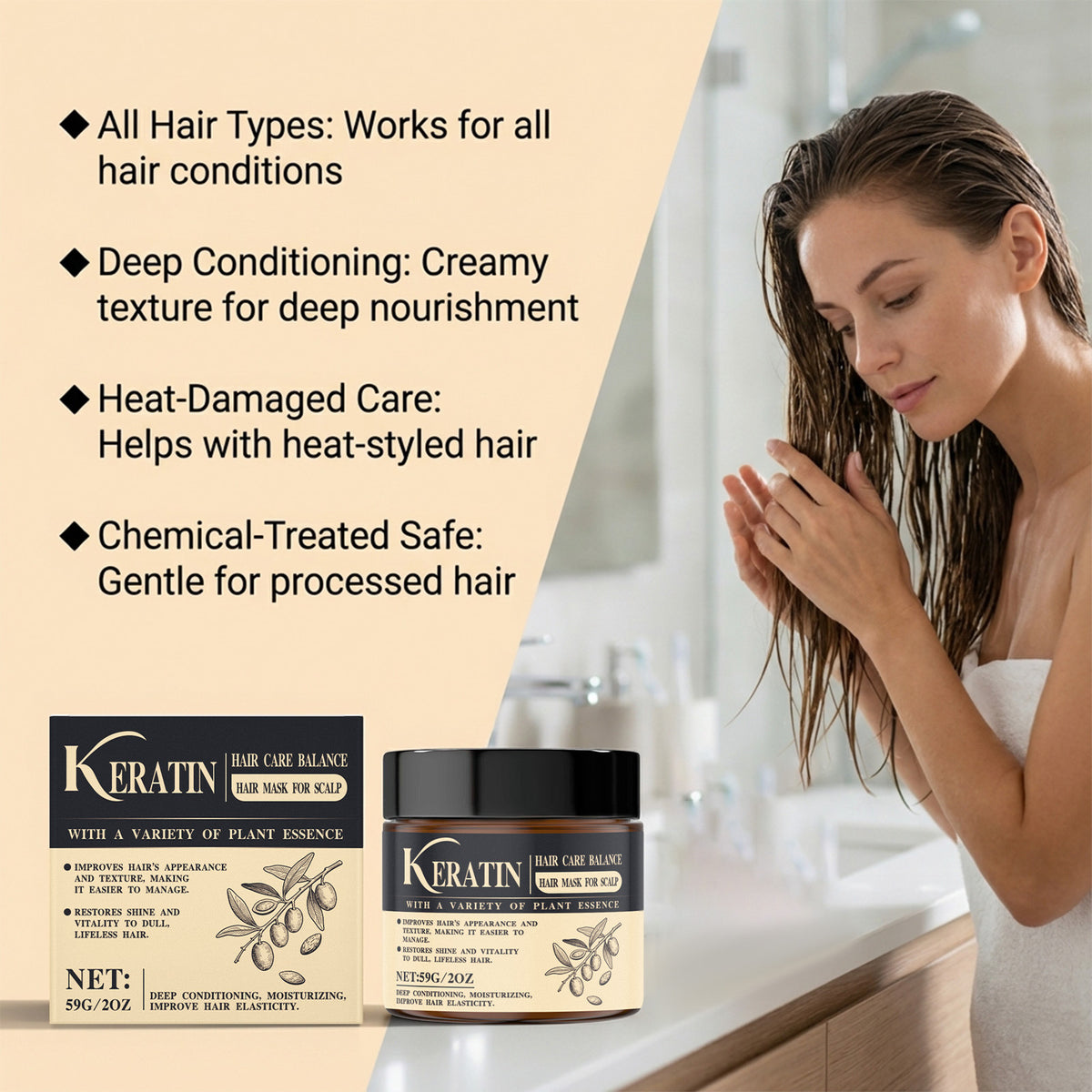 Keratin Hair Treatment Mask 59G - Deep Nourishing Hair Mask