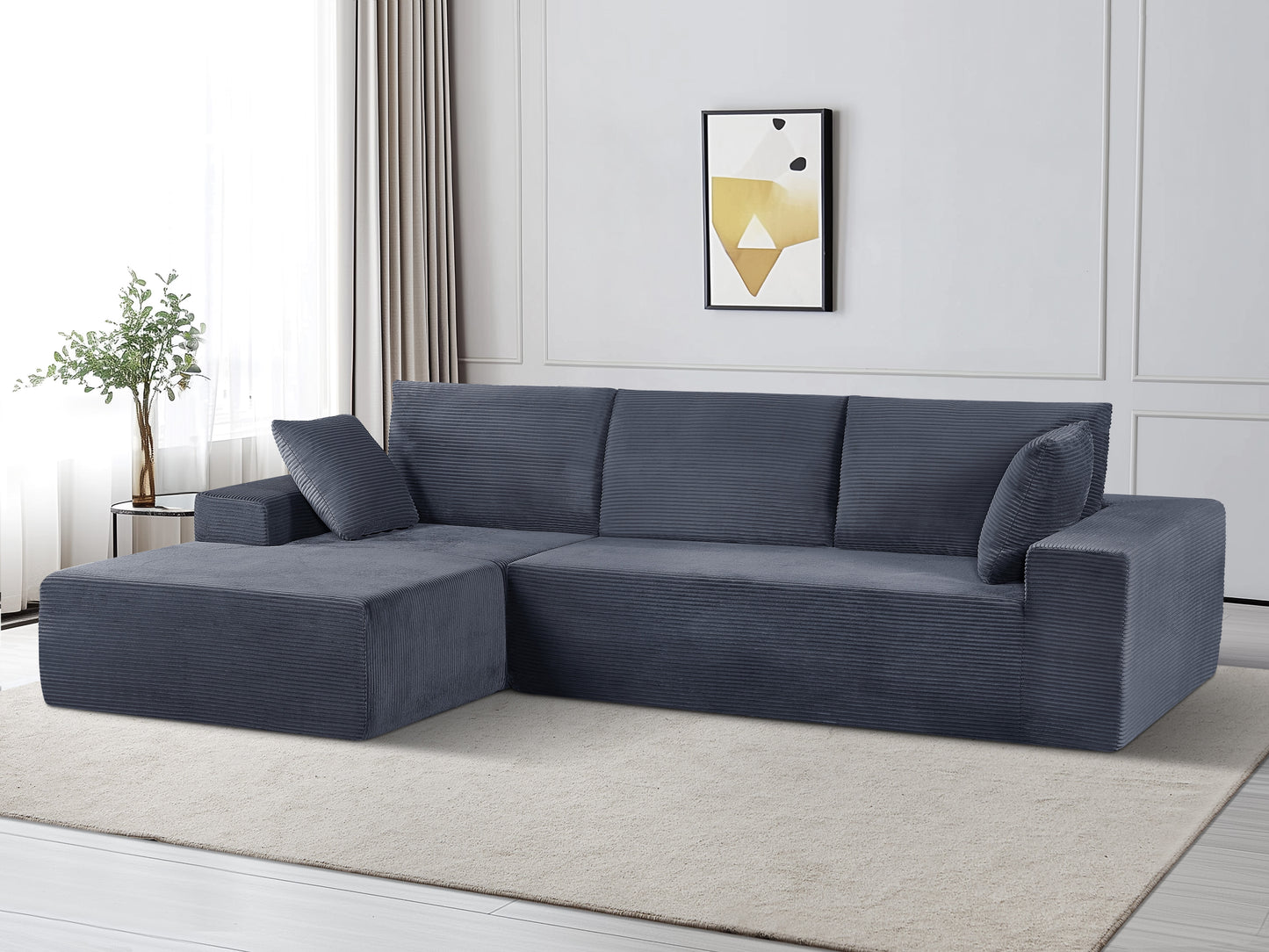 CozyForm Convertible Sectional Sofa In Soft Corduroy, Modern Comfy