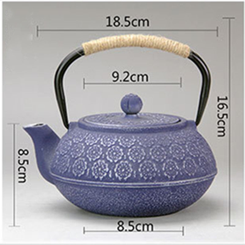 Japanese Style Cast Iron Water Boiling Teapot with Strainer 1000ML - Blue