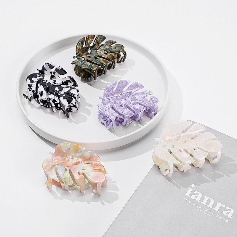 Elegant Leaf-Shaped Hair Clip for Back of Head