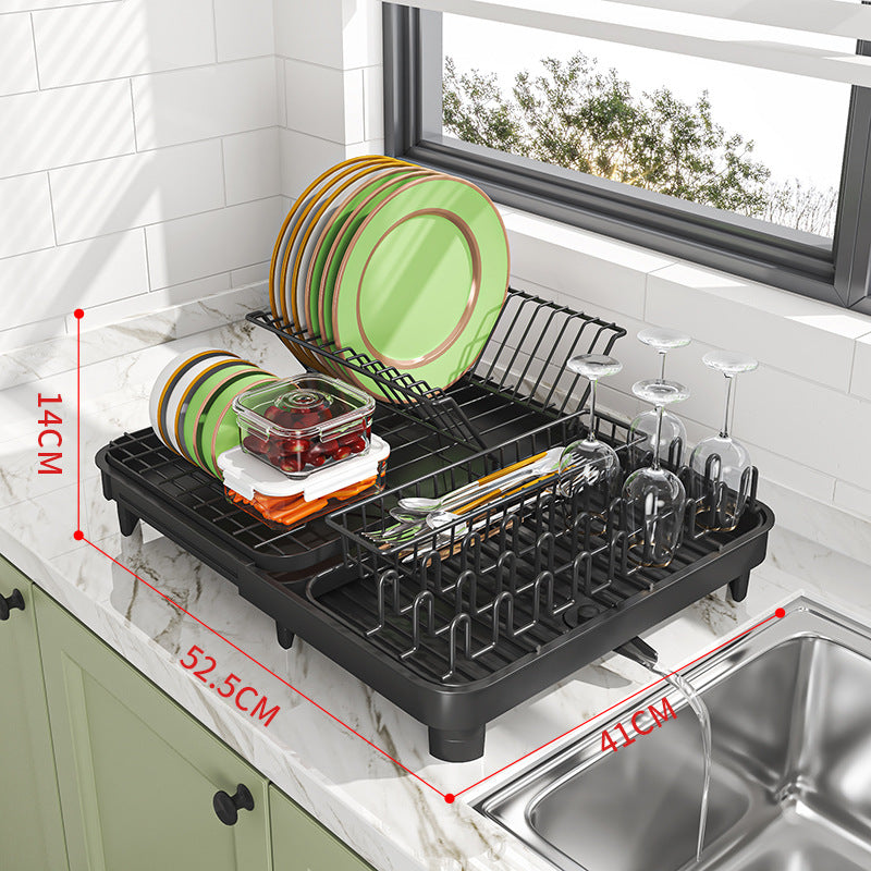 Kitchen Drain Rack Organizer - Multifunctional Detachable Steel Draining Dish Rack