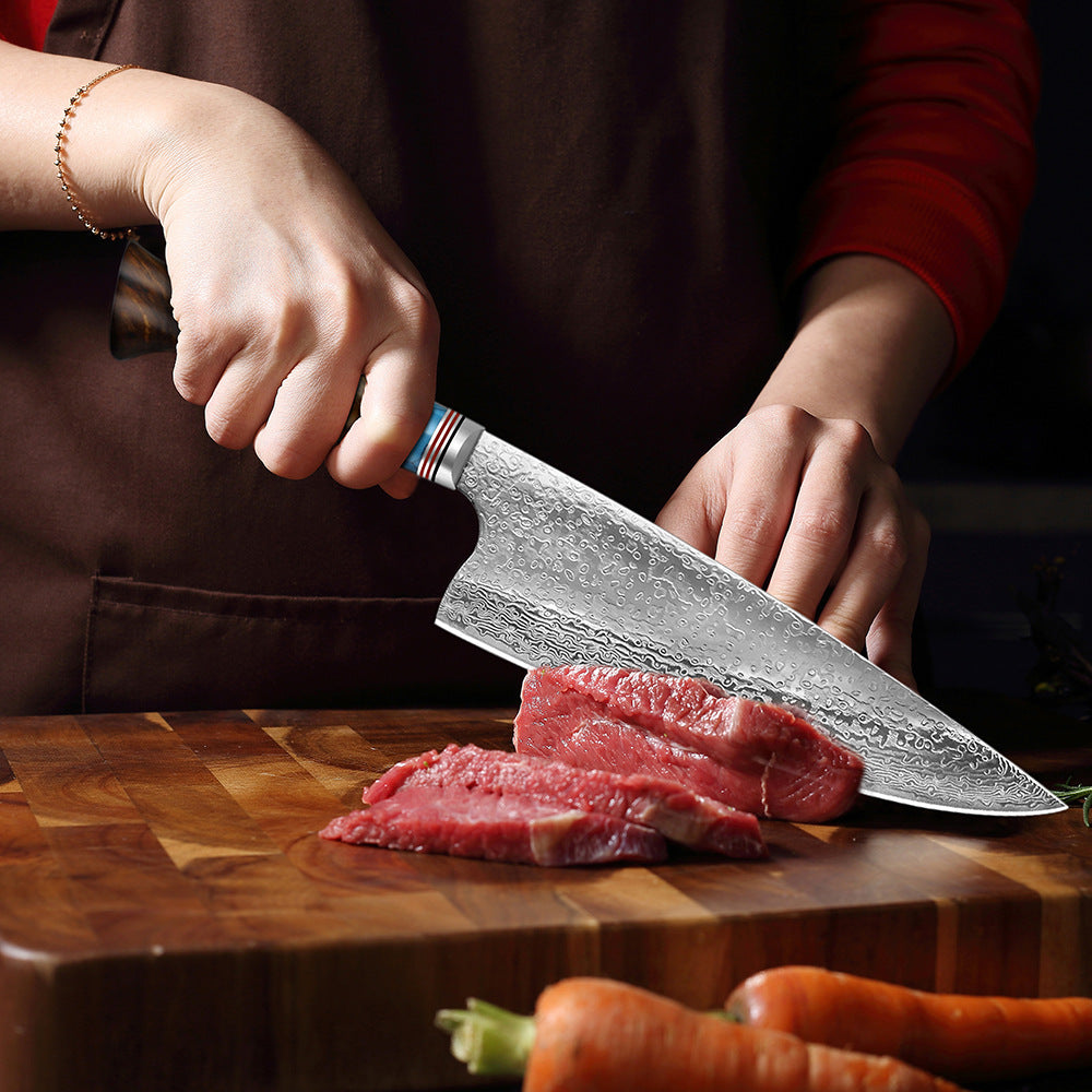 Damascus Steel Chef's Knife - 21 Inch Kitchen Slicing Knife with VG10 Steel