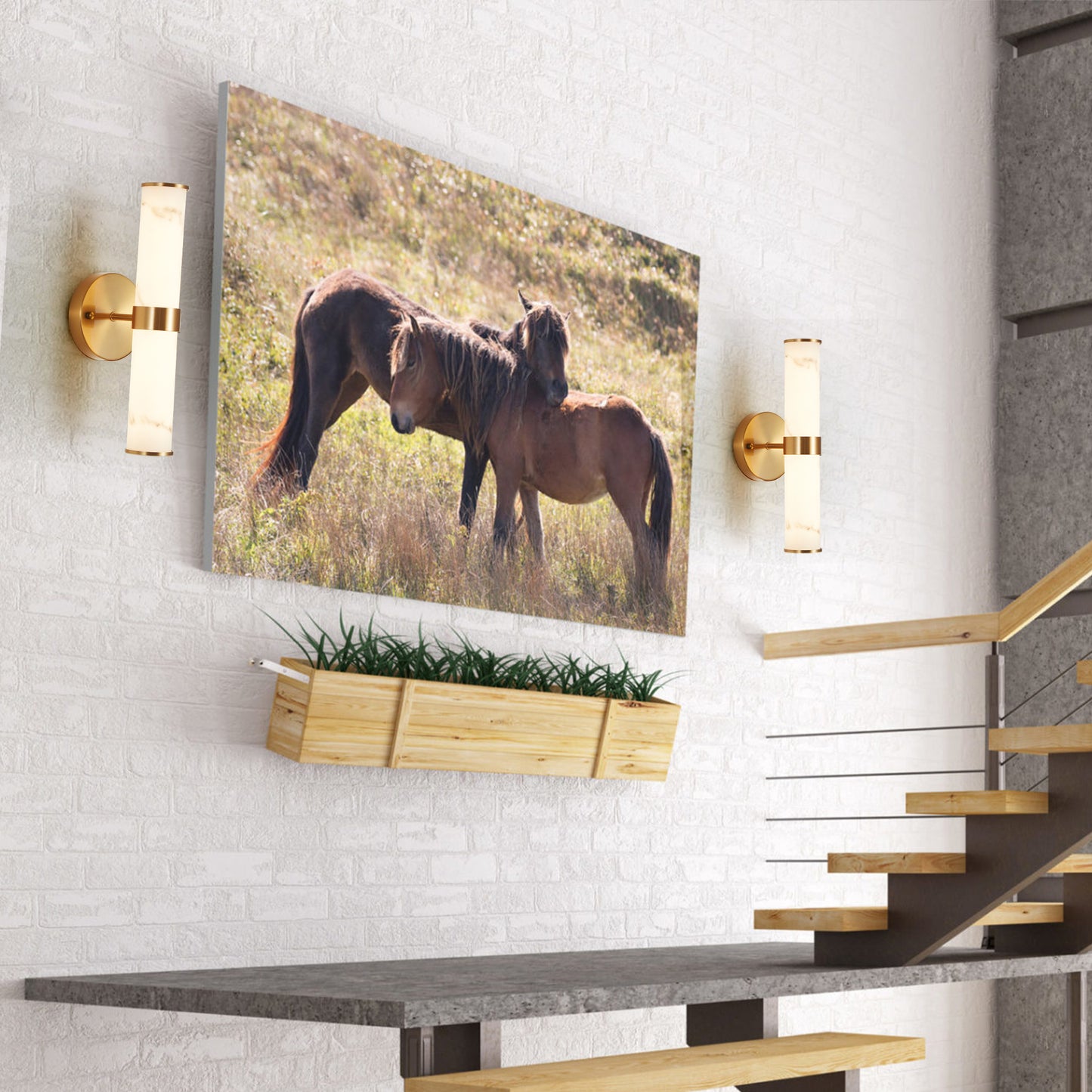 Elegant Resin Wall Sconce Set of 2 - Modern Indoor Lighting