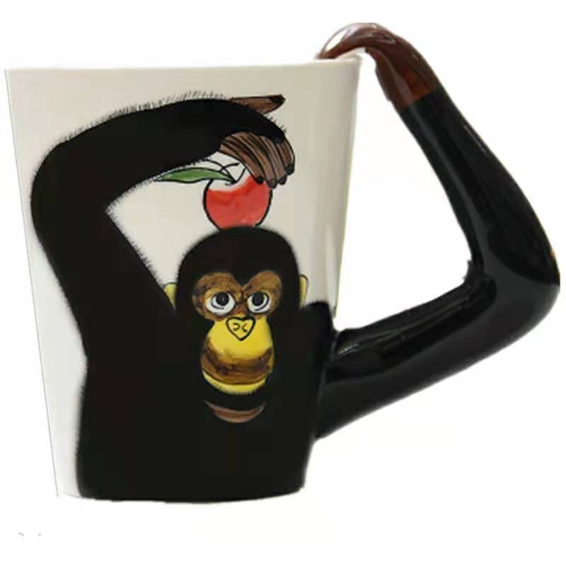 3D Animal Ceramic Mug Hand Drawn Customizable Drinkware 400ml