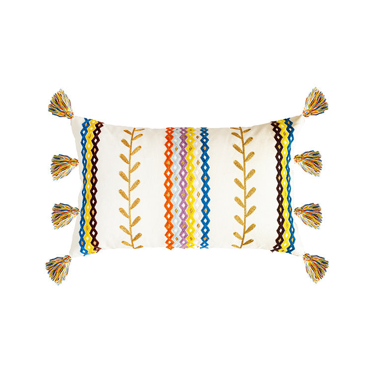 Moroccan Style Cotton Fringed Pillowcase - Home Textiles