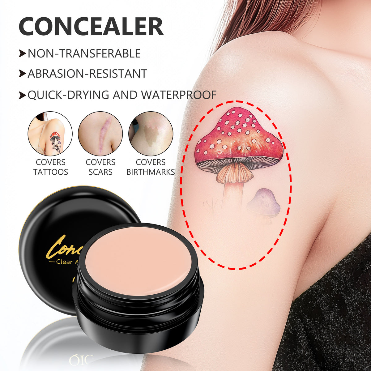 Concealer Stick for Tattoo, Acne, Dark Circles & Pores - 15g, Multiple Shades