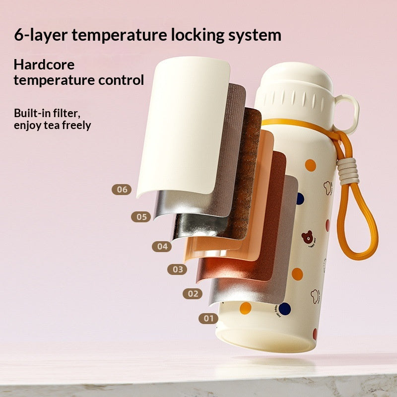 Insulated Stainless Steel Travel Mug 600ml with Carrying Strap & Straw