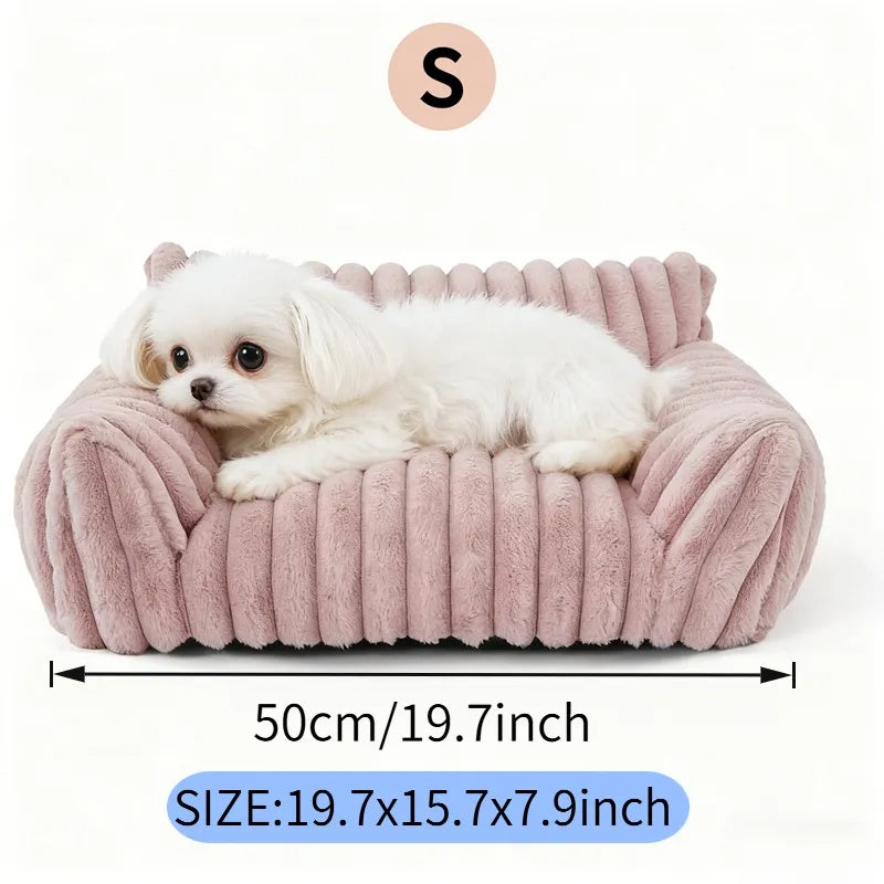 Pet Sofa Bed with Removable Washable Cover for Small Cats & Dogs - Fluffy, Supportive Couch