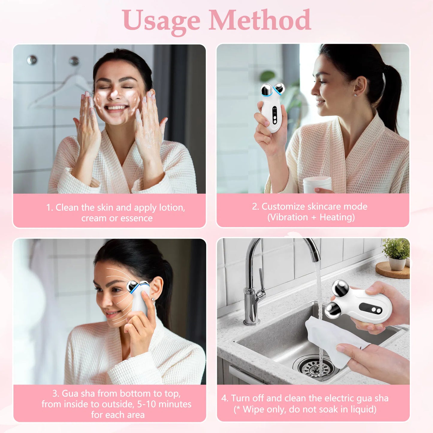 Microcurrent Facial Toning Device - Anti-Aging Skin Lifting Tool - White