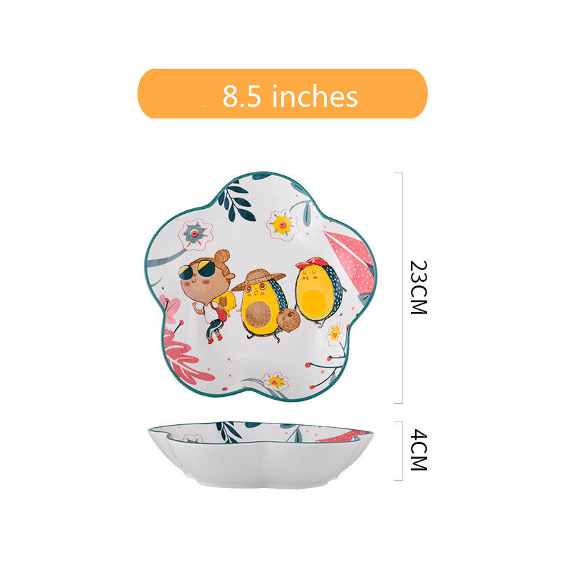 Ceramic Tableware Set with Rainforest Pattern - Nordic Style Dinnerware Collection