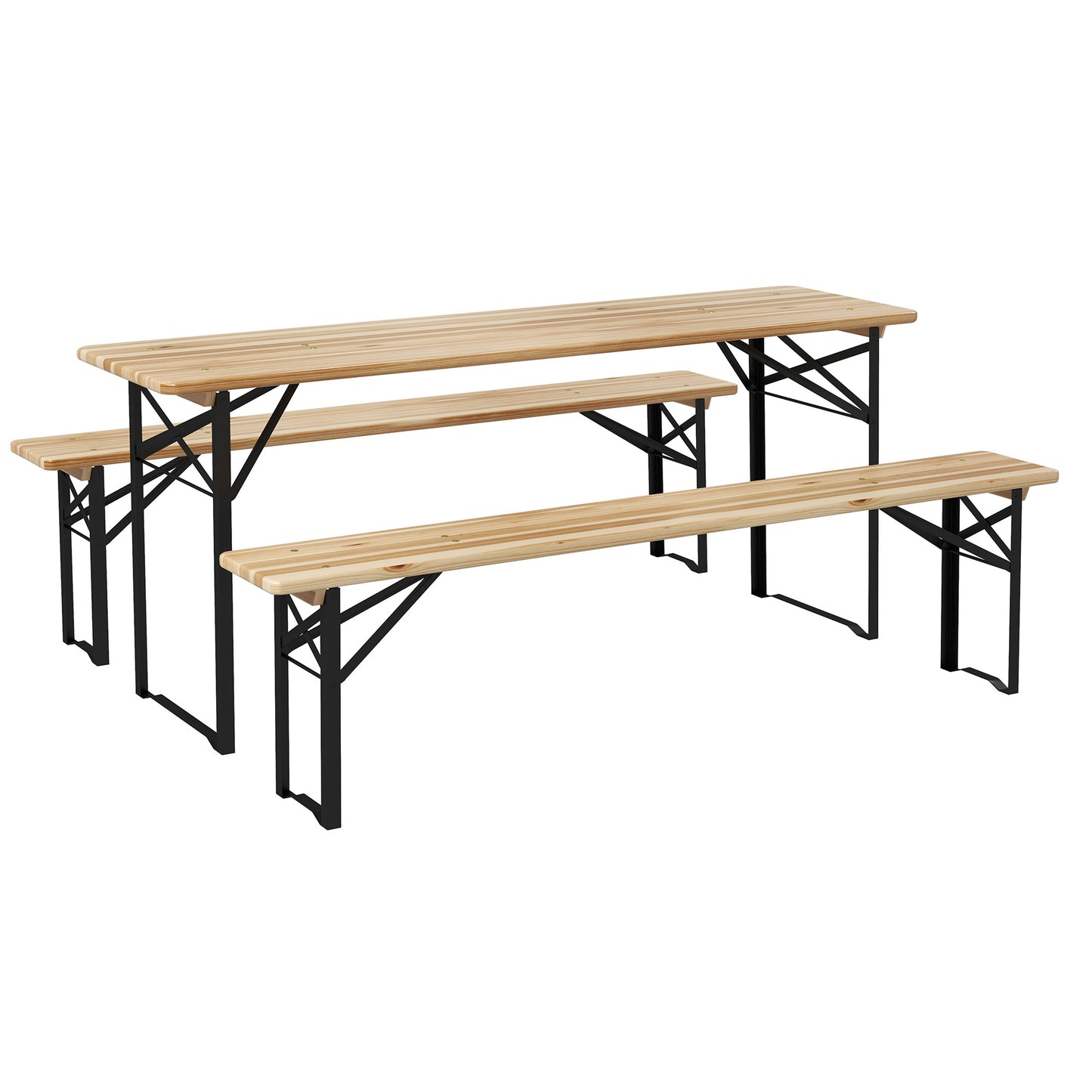 Folding Picnic Table and Bench Set - Outdoor Wooden Dining Set