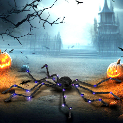 Light-Up Oversized Spider Halloween Decoration - Bendable Legs