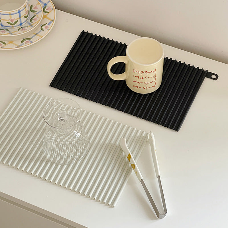 Silicone Draining Pad Heat Insulation Non-Slip Cushion for Dinnerware