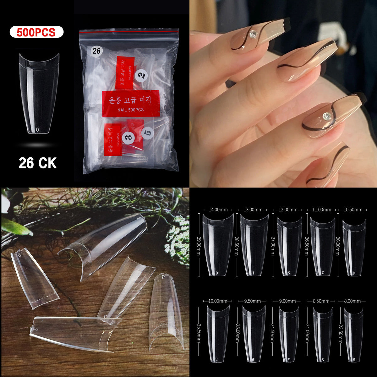 French Pointed Non-Marking Ballet Nail Art Tools - Transparent