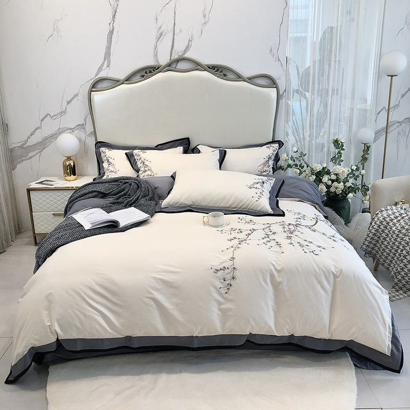 Chinese Style 100% Long-Staple Cotton Bed Sheet Set - Four-Piece Bedding