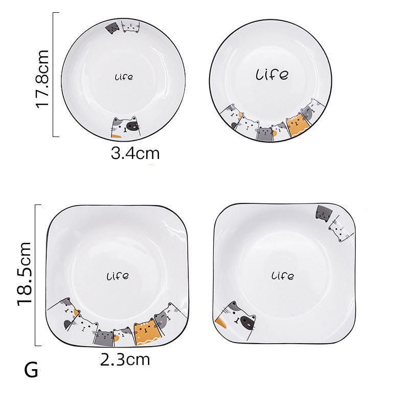 Ceramic Deep Plate Set for Kitchen & Dining - Nordic Style, 8-8.5 Inch