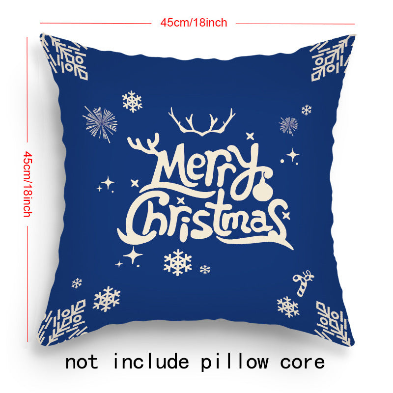 Holiday Cartoon Santa Claus Elk Pillow Cover 45x45cm Sofa Cushion Decor