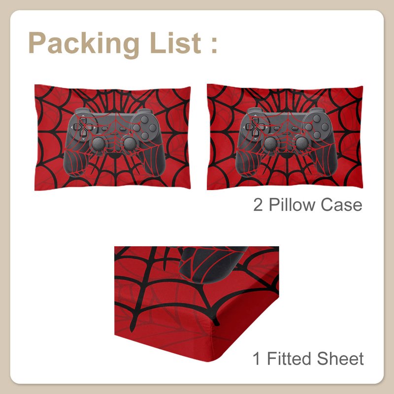 3PCS Microfiber Fitted Bed Sheet Set Deep Pocket Bedding with Pillowcases