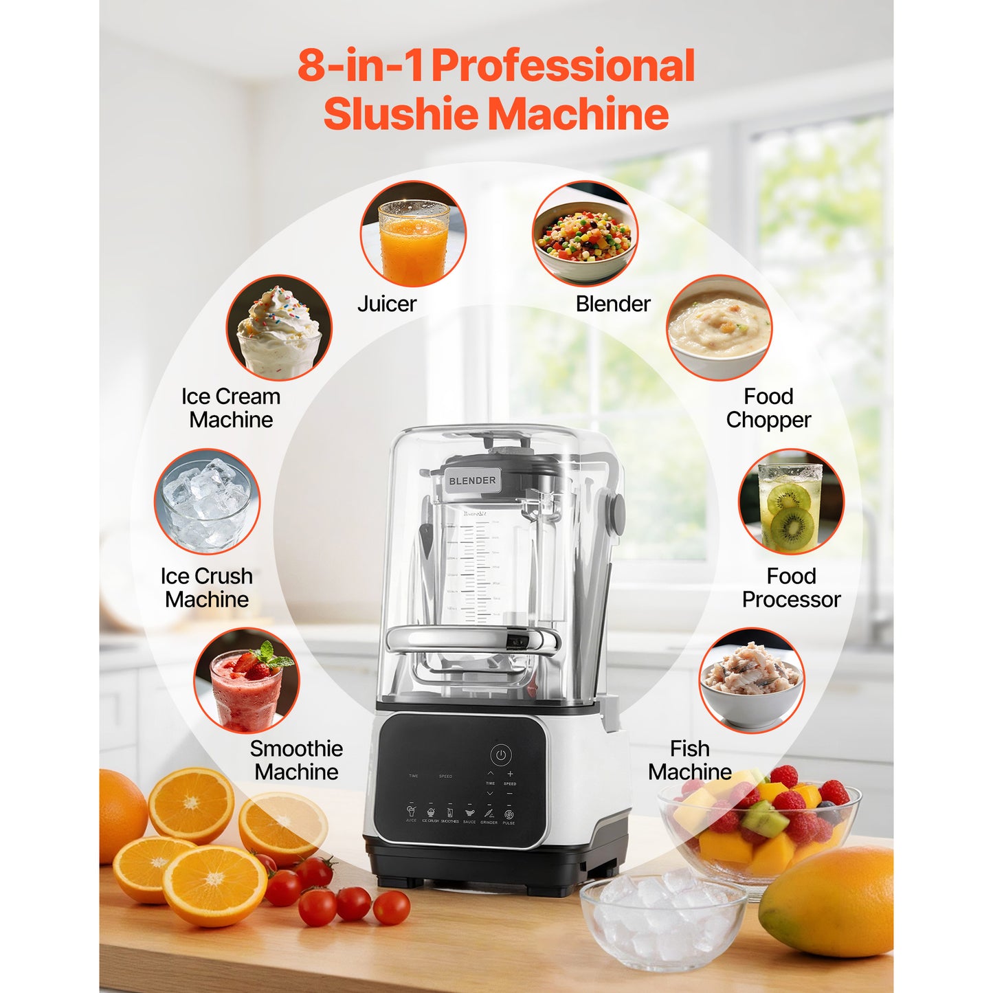 68 Oz Commercial Countertop Blender with 2200W Power, Speed Settings & Self-Cleaning