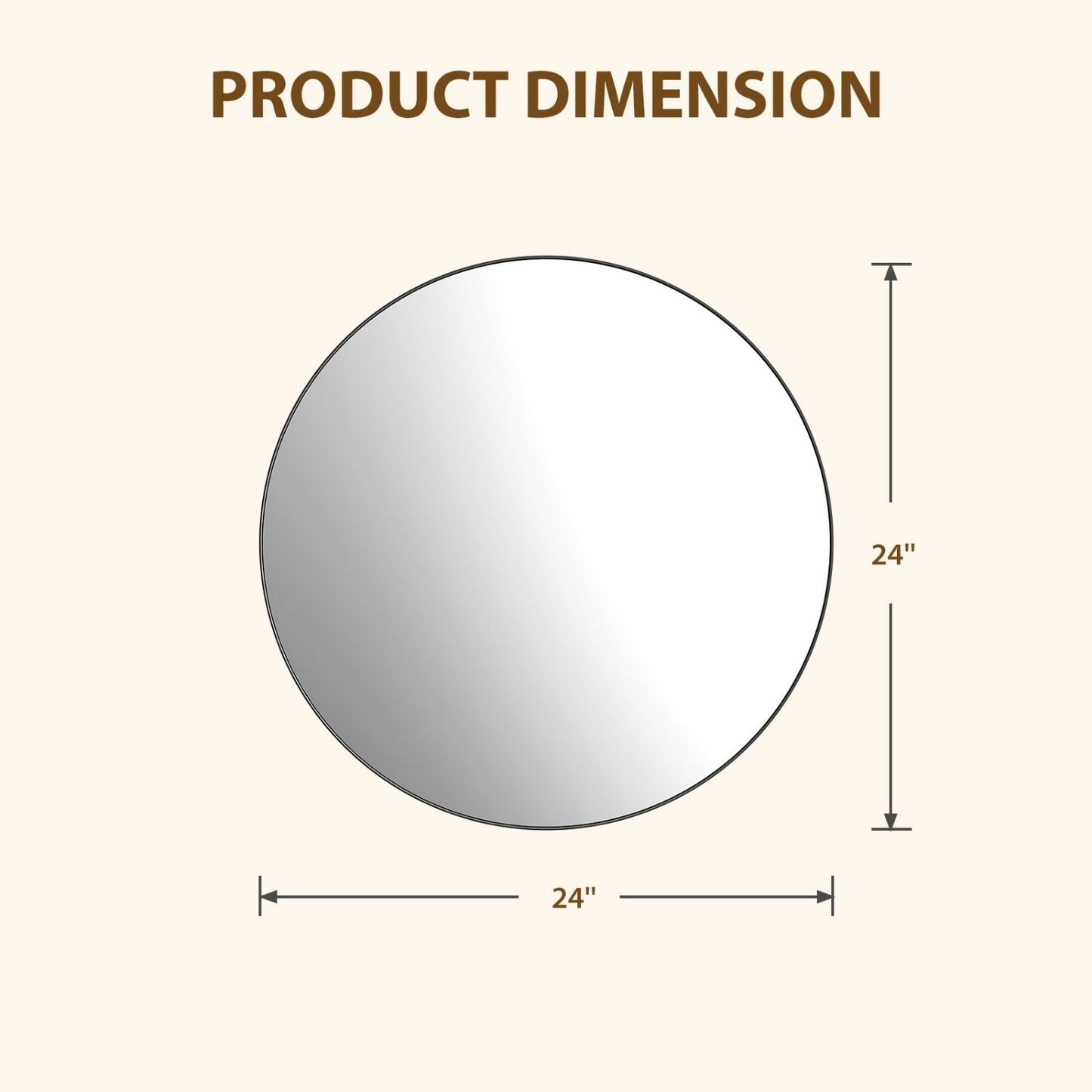 Round Wall Mirror With Metal Frame, Bathroom