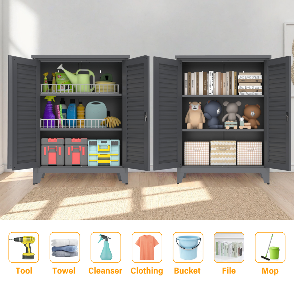 47'' Tall Metal Tool Storage Cabinet - Slate Color