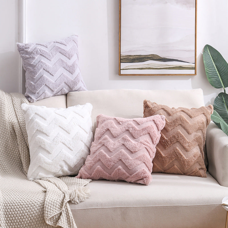 Nordic Double-Sided Plush Pillow Cover 45x45cm Sofa Cushion Case Home Decor