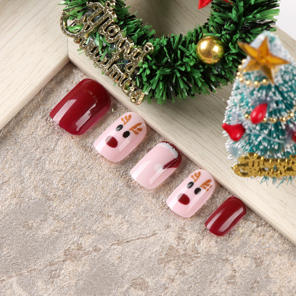 Christmas Elk Patch Wear Armor Kit for Nail Art - 24 Pieces, Glue & Jelly Styles