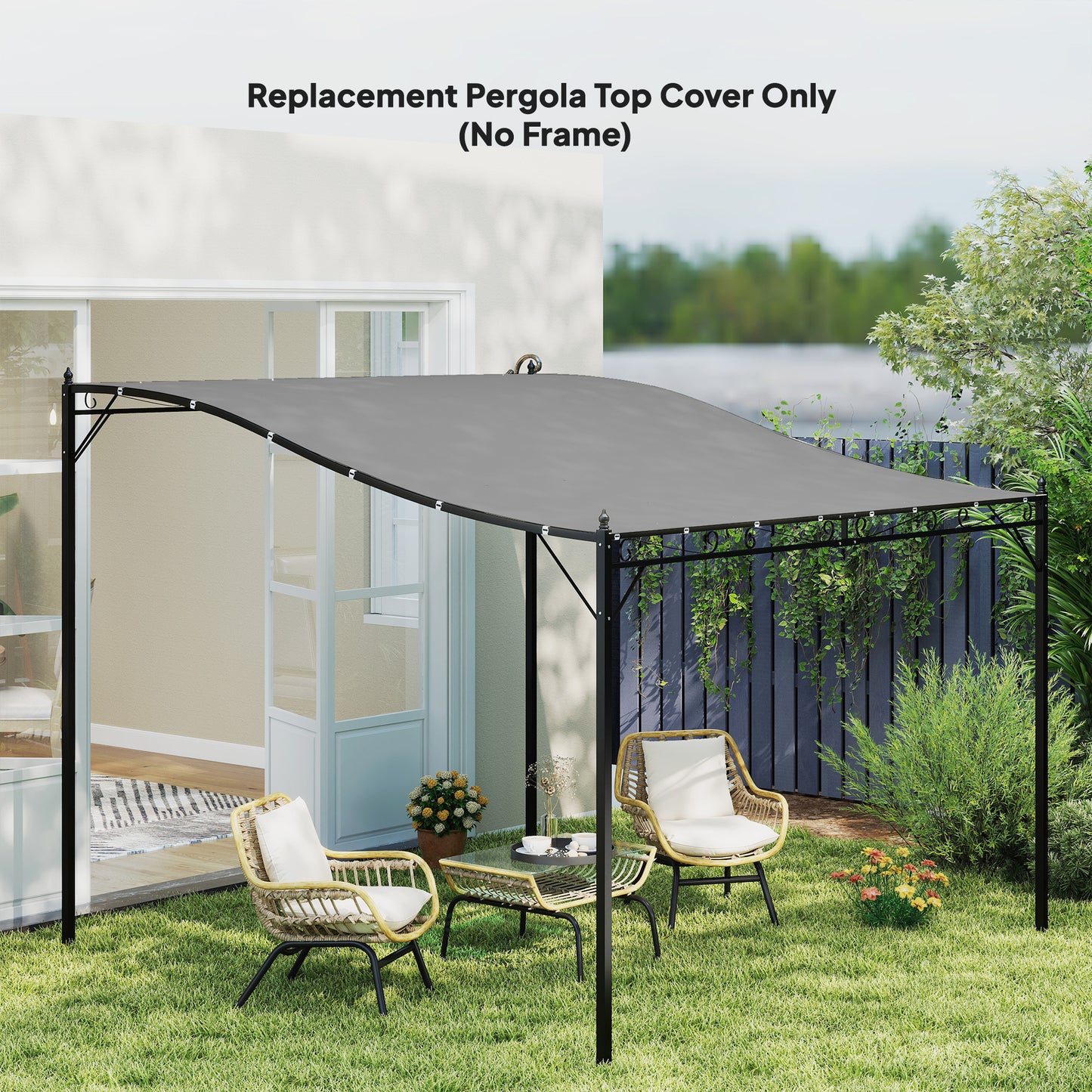 Pergola Replacement Canopy - Dark Gray Shade Cover for 10x10 Pergola 84C-038
